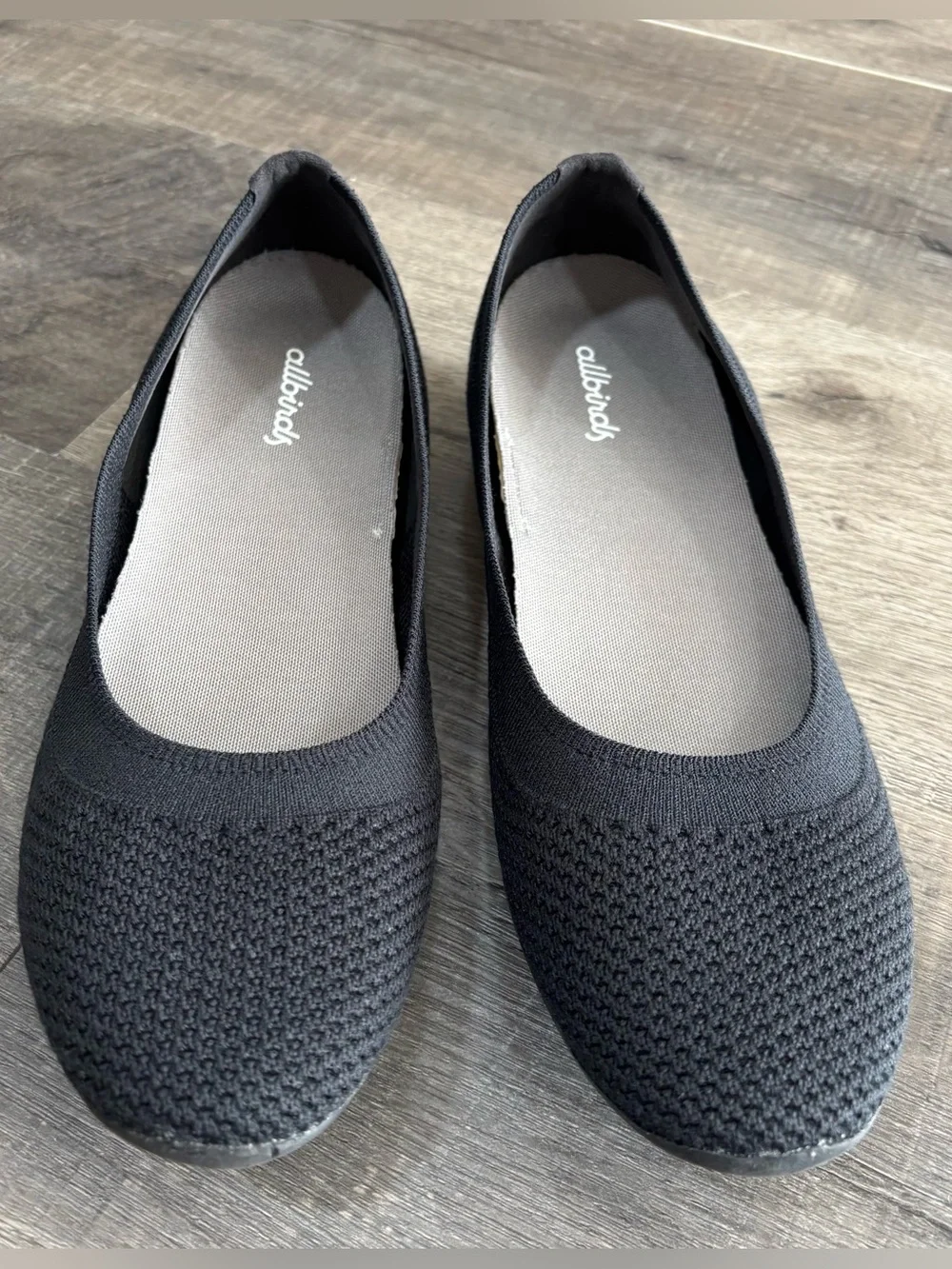 Allbirds Women's Tree Breezers Black Knit Ballet Flats, US Size 10, GUC